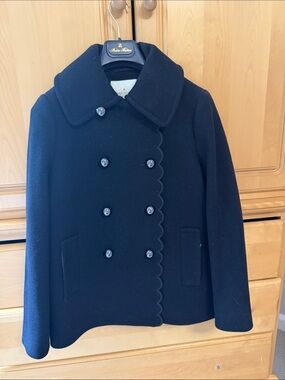 Kate spade stunning Black Scalloped Double-Breasted Wool Coat
